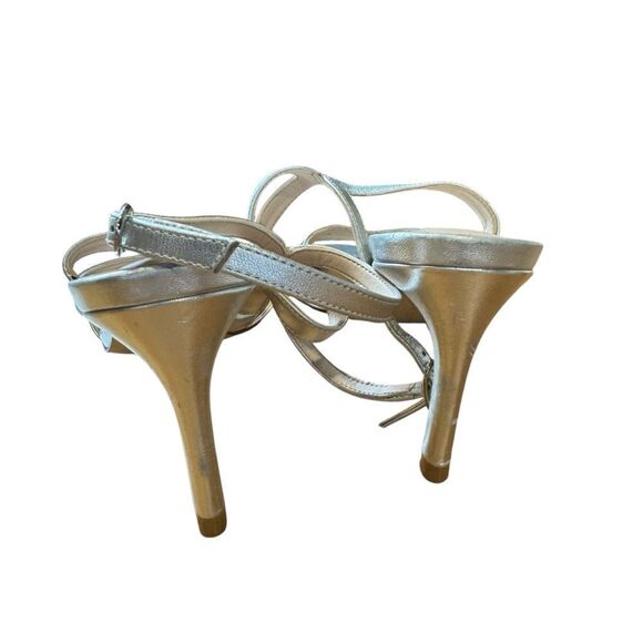 Revolve Stuart Weitzman Mariposa Silver Leather Sandals Heels NWOT - Picture 6 of 10